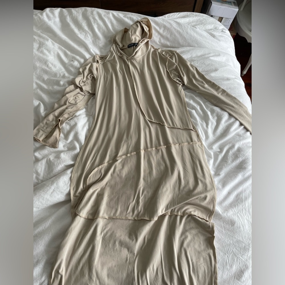 SHEIN beige/cream soft hooded dress long sleeves